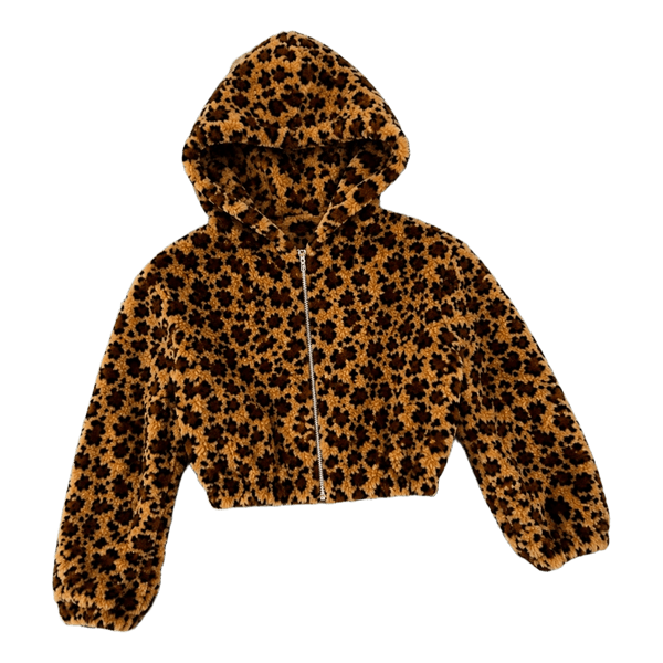 Leopard print zip hoodie