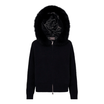 Musta Alessa huppari tekoturkisreunuksella