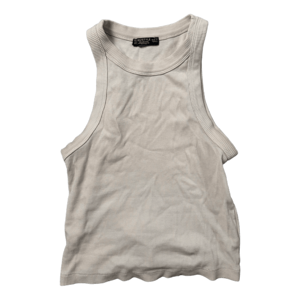 Beige ribbed tank top