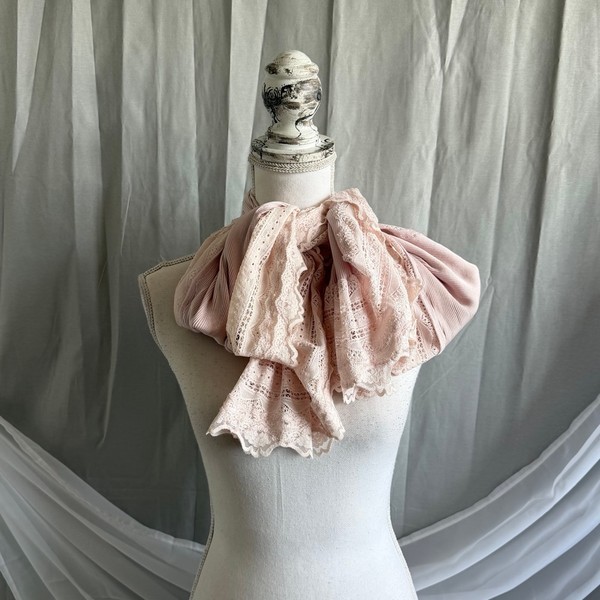 Pink lace ruffle trimmed scarf
