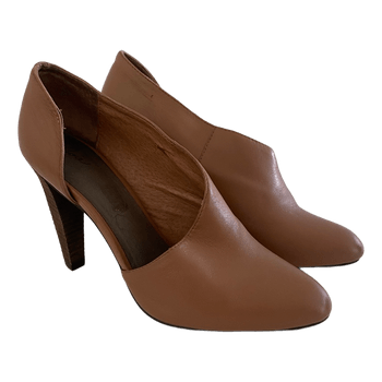 Joie Luxury Brown Leather Pumps Heels EU 39 UK 6 US 8 Designer Shoes Minimalist Contemporary