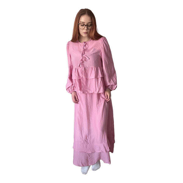 Pink blouse and maxi dress set