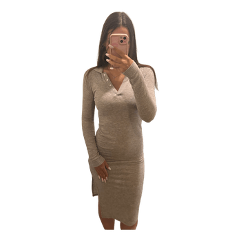 Grey midi ribbed dress
