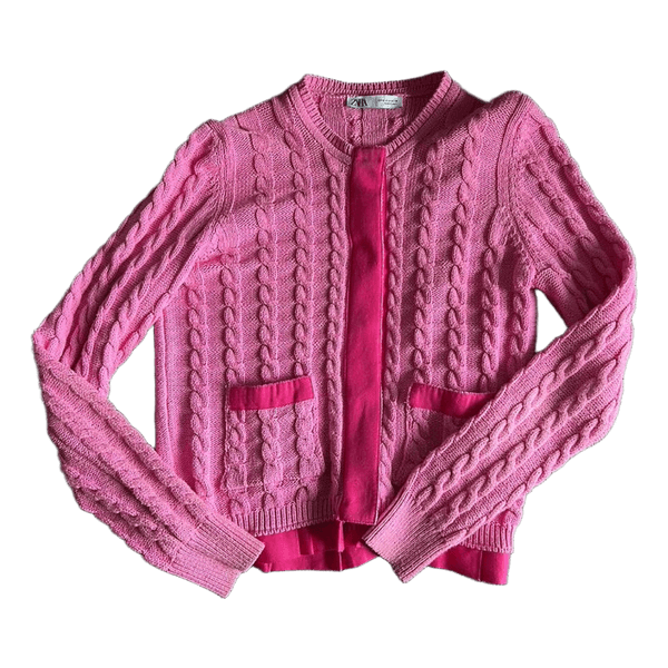 Pink cable knit cardigan