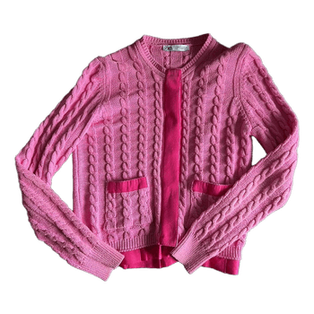 Pink cable knit cardigan