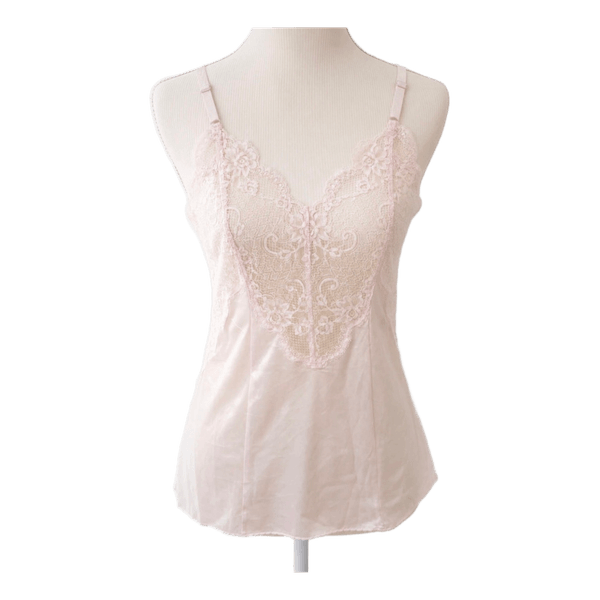 Vintage ANCY Japanese Lace Cami Baby Pink Embroidered Y2K Coquette Top