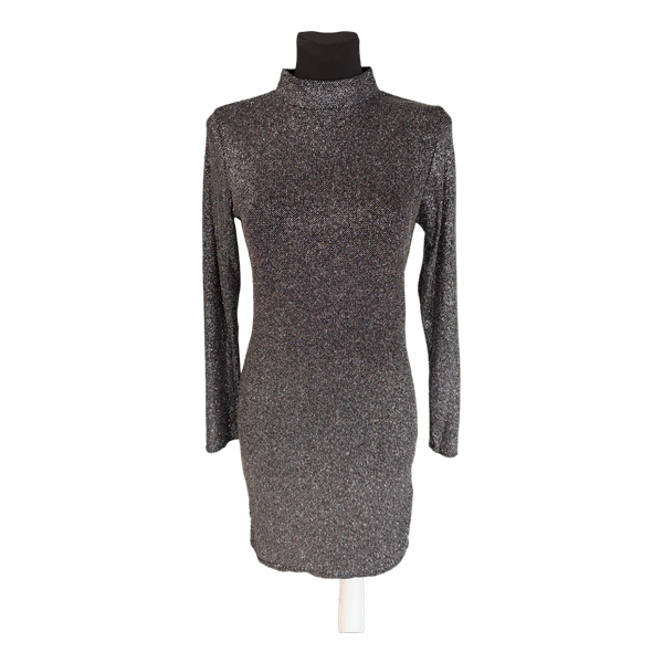 Black Silver glitter mini dress