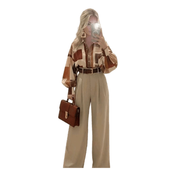 Geometrische Bluse braun
