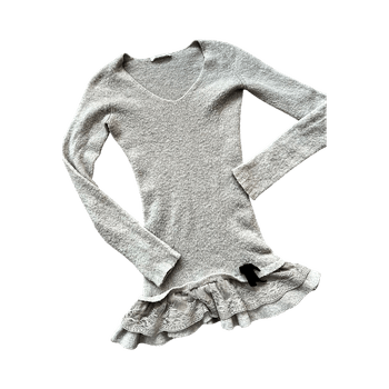 Vaaleanharmaa neulepaita S 