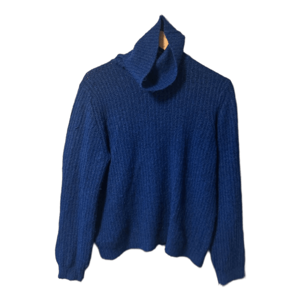 Blå rillet rullekrave sweater