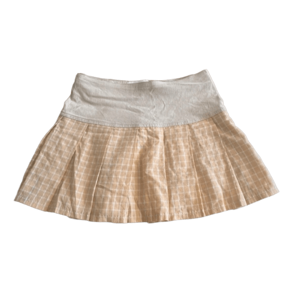 Beige plaid mini skirt