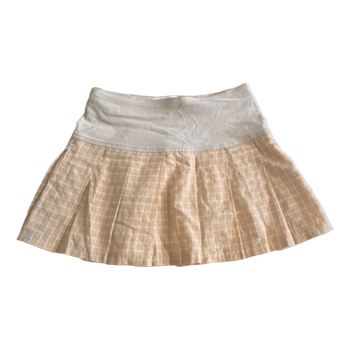 Beige plaid mini skirt