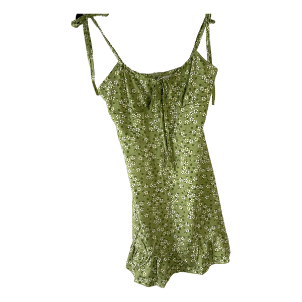 Green floral mini dress