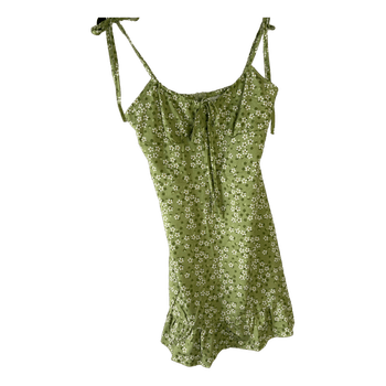 Green floral mini dress