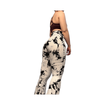 Black and white tie-dye flared leggings