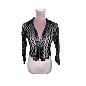 Black Sheer Zip-Up Top