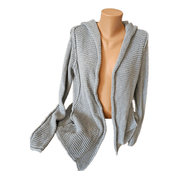 Grey cotton hooded cardigan