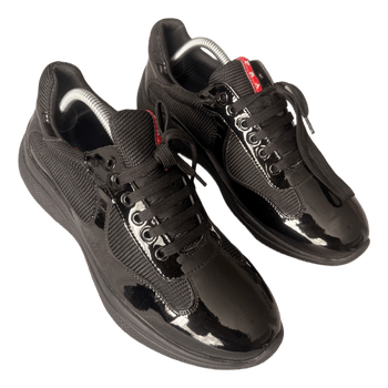 Black patent leather sneakers prada / 43