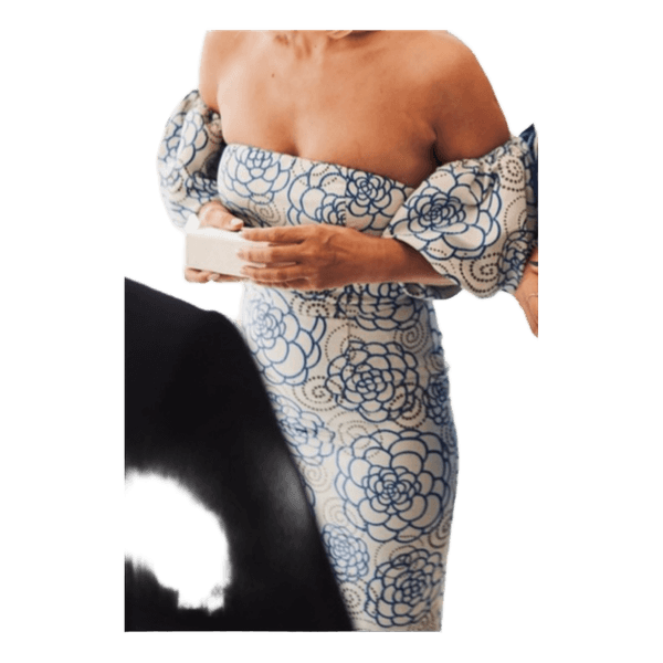 White blue floral dress