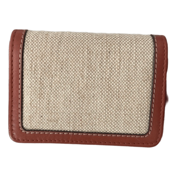 Brown leather canvas wallet