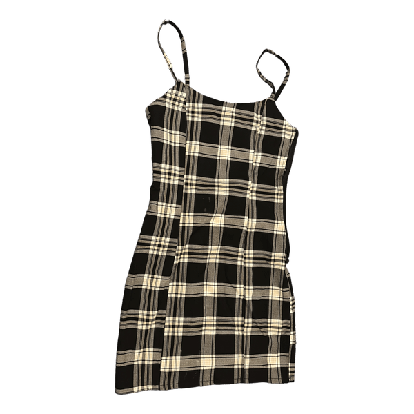 Black plaid mini dress