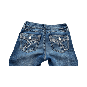 Embroidery jeans mid blue