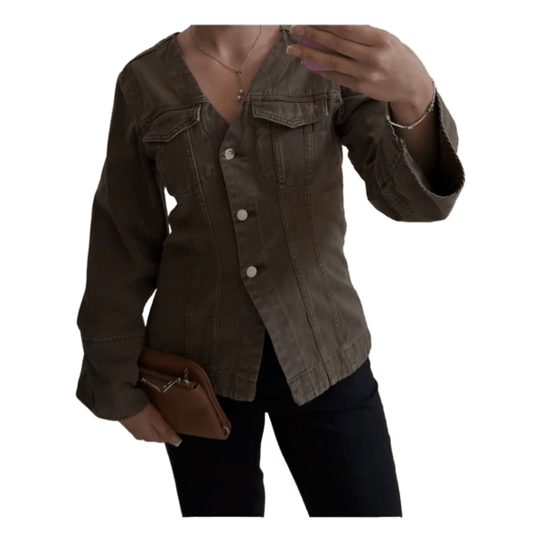 Green denim jacket