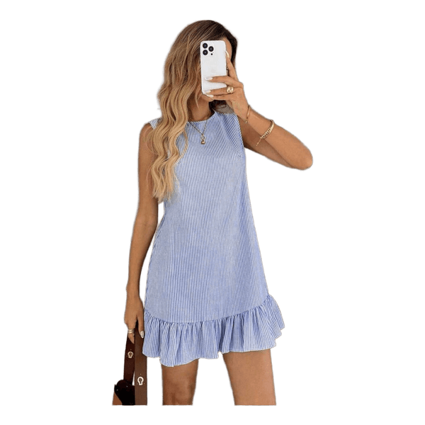 Blue striped mini dress