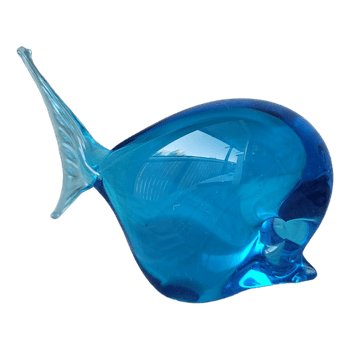 Blue glass fish figurine