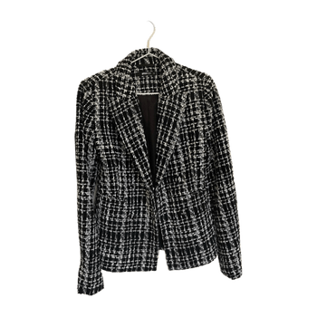 Black and white twill coat