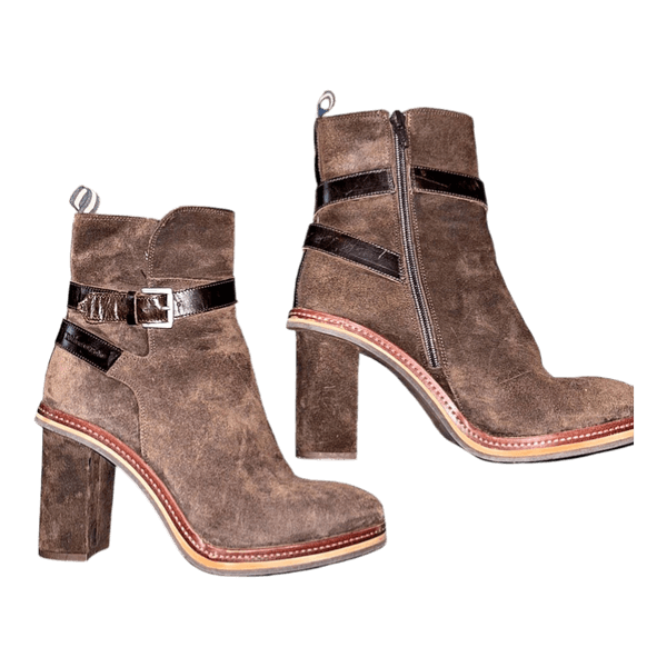 Brown suede ankle boots