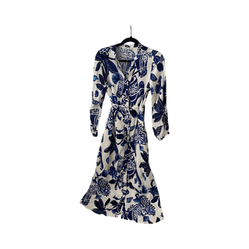 Blue floral shirt dress