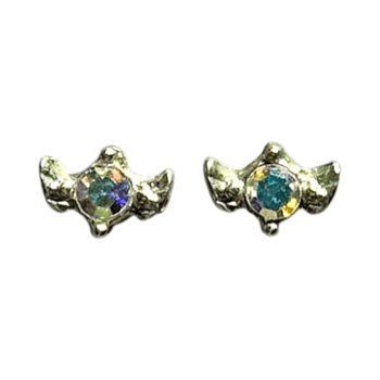 Silver iridescent stud earrings