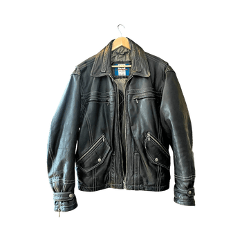 Black vintage biker leather jacket