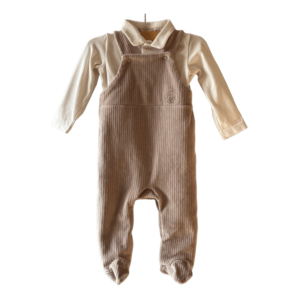 Beige corduroy baby outfit