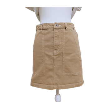 Beige denim mini skirt