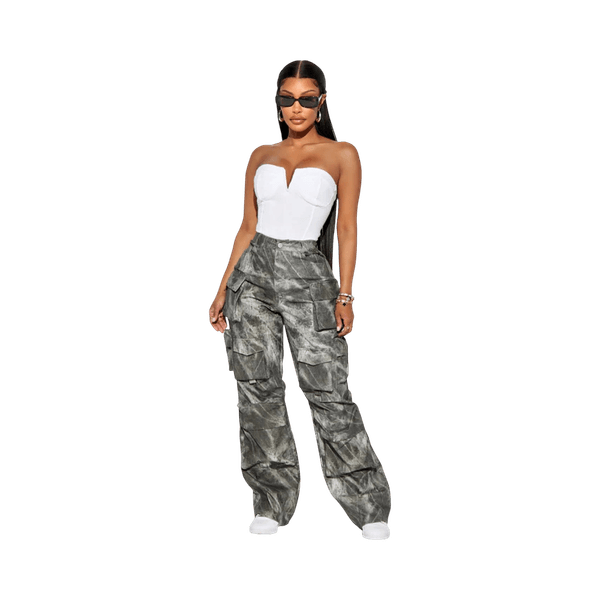 Gray cargo pants with pockets