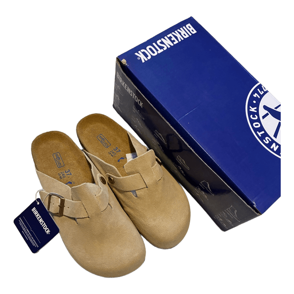 Beige Birkenstock ruskindssandaler
