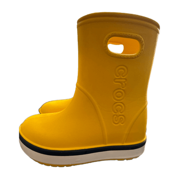 Yellow rubber rain boots 