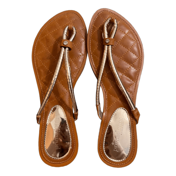 Brown quilted flat sandals