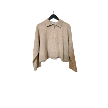Beige cropped polo shirt