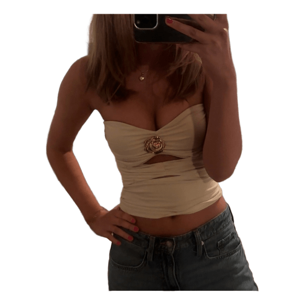 Beige stropløs top