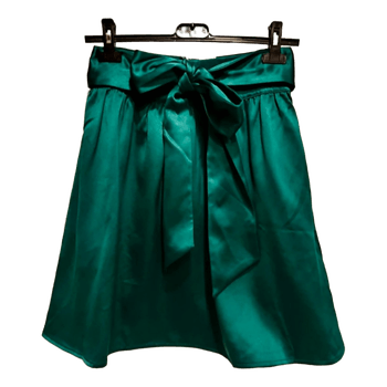 Green satin skirt