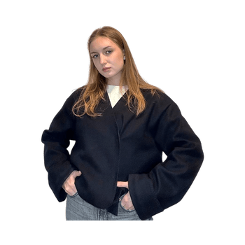 Navy cropped wrap jacket