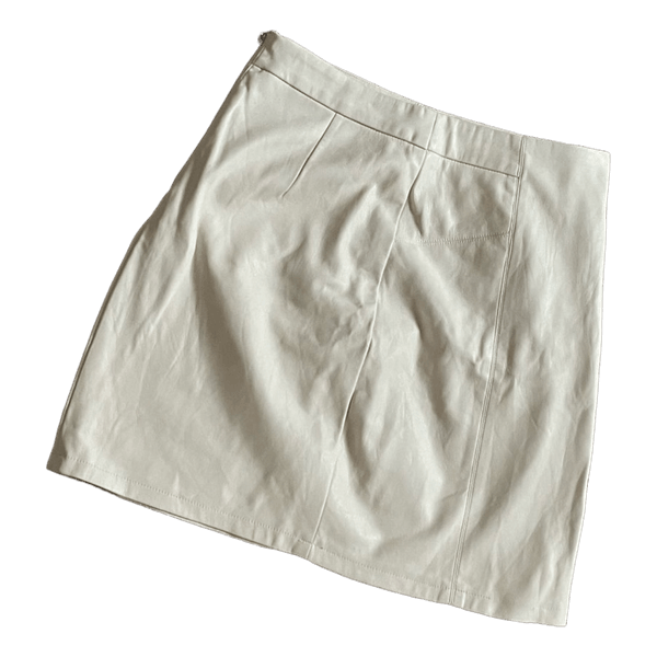 Off white faux leather skirt