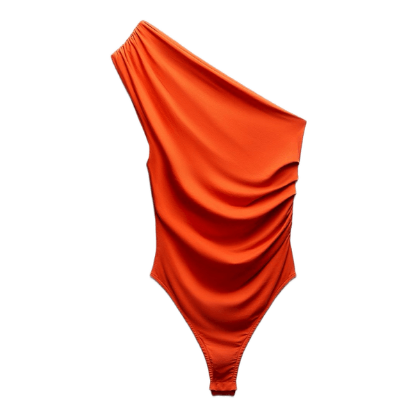 Orange asymmetric bodysuit