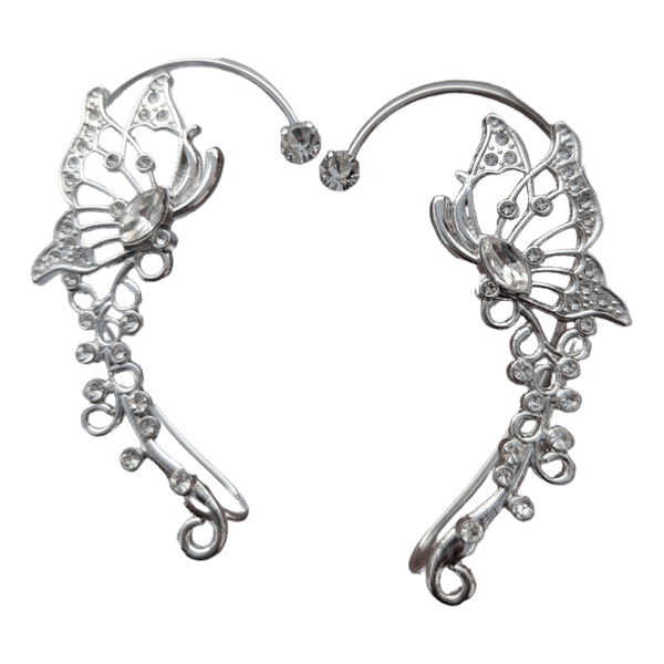 Silver butterfly ear cuffs