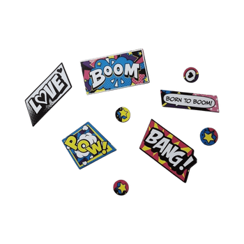 Colorful comic-style magnet set