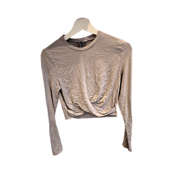 Beige pitkähiha crop-top