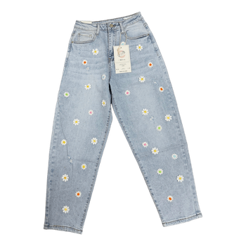 Light blue floral jeans